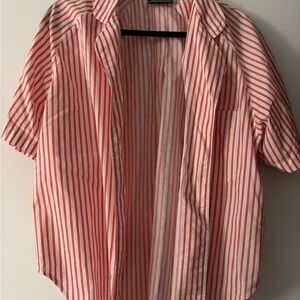 Red and White Striped Button Down Shirt